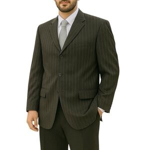 GIANNI‎ VERSACE Vintage 90s Charcoal Pinstripe Spot Coat Blazer